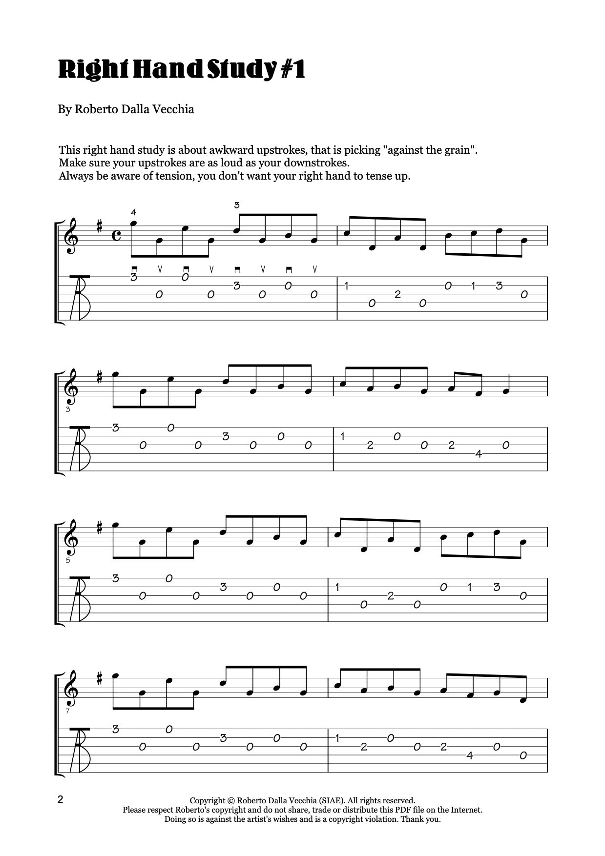 Right-Hand Study #1 - Guitar Tab Sample
