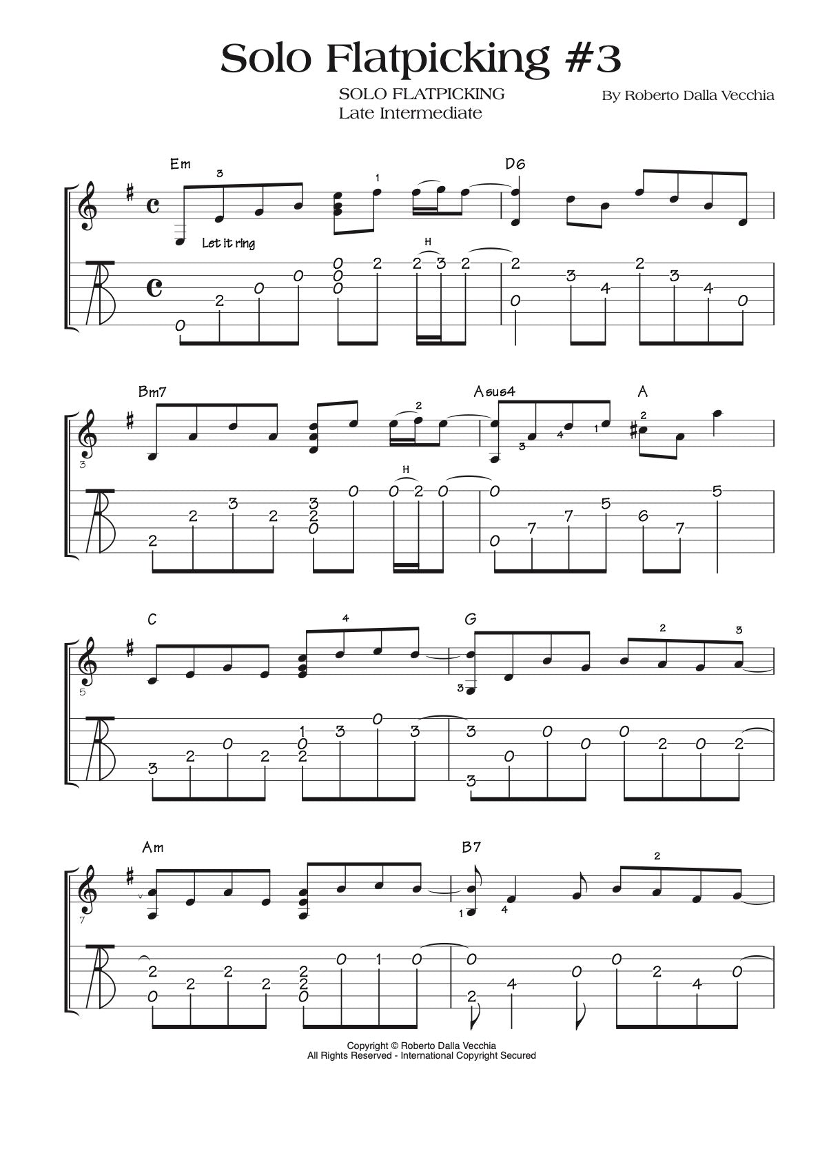 Solo Flatpicking Guitar - Video Lessons - Tablature sample