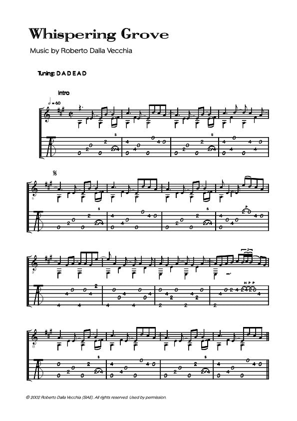 Tablature "Whispering Grove" Roberto Dalla Vecchia