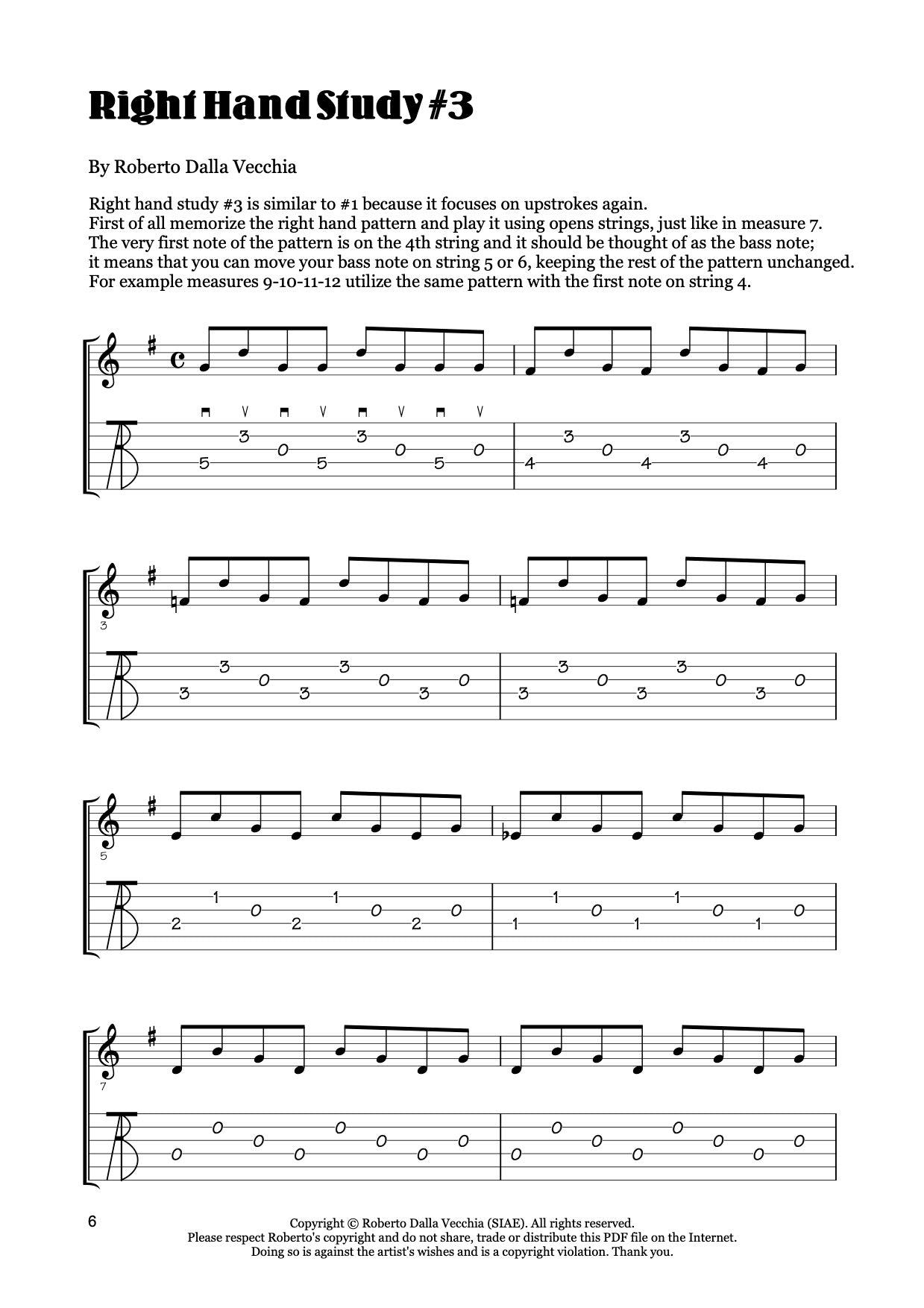 Right-Hand Study #3 - Guitar TAB Sample