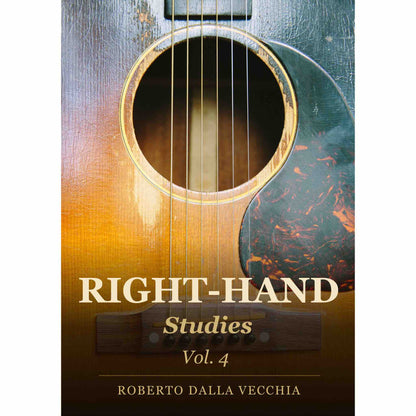 Product cover of 'Right-Hand Studies Vol. 4' by Roberto Dalla Vecchia with a guitar image.