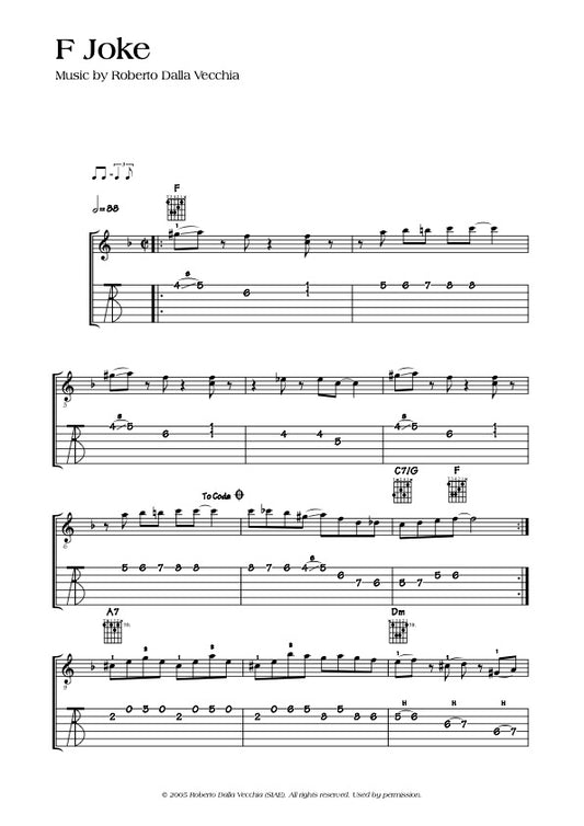 Tablature "F Joke" Roberto Dalla Vecchia 