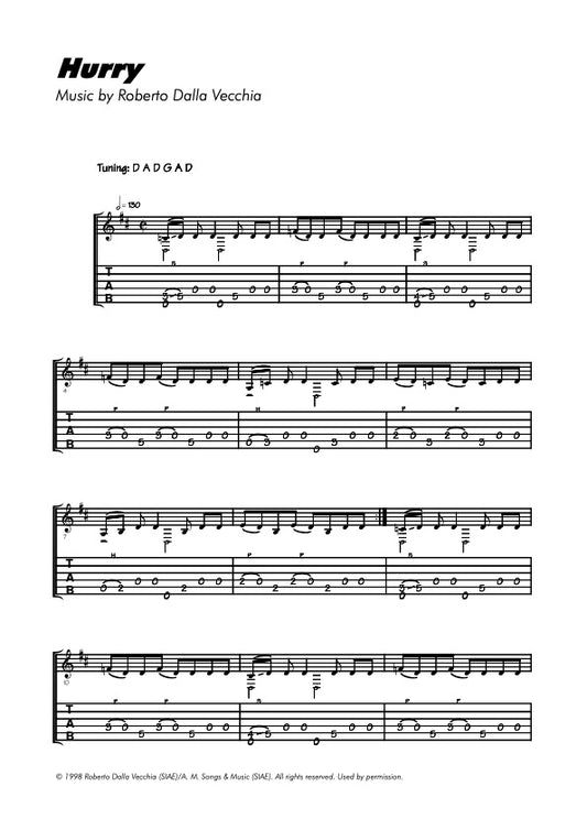 Tablature "Hurry" by Roberto Dalla Vecchia