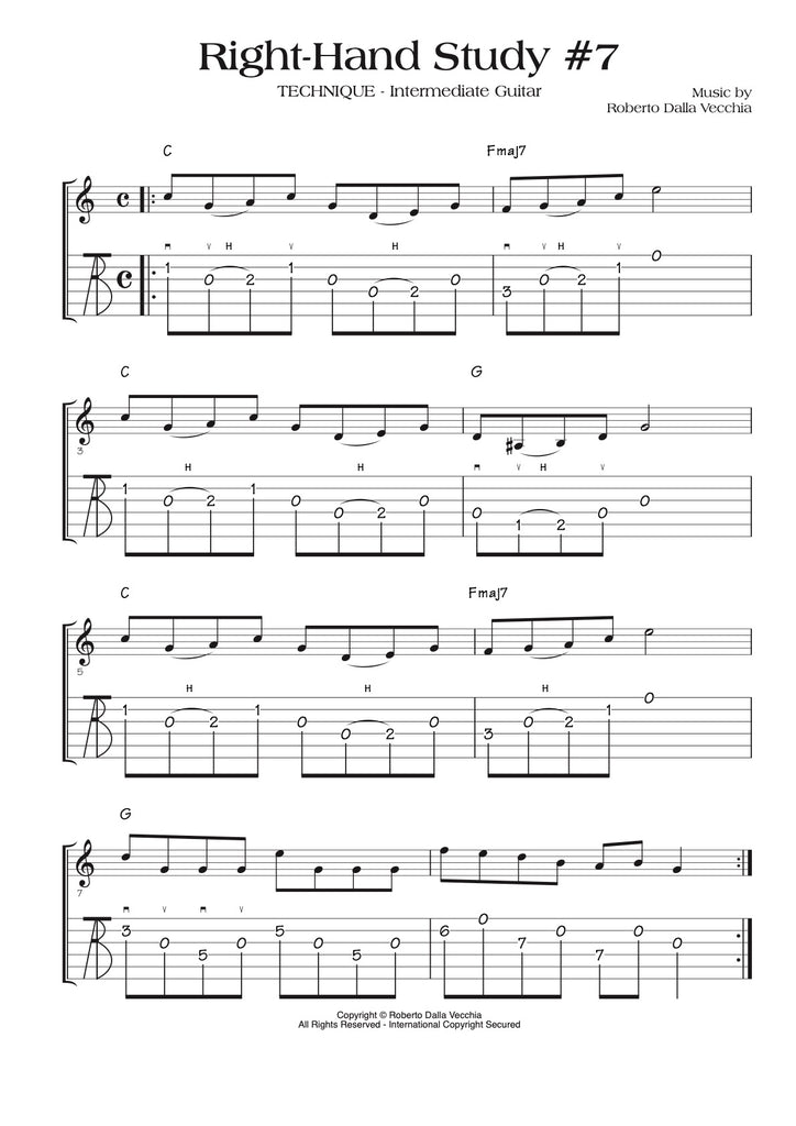 Right-Hand Study for acoustic guitar - Tab sample