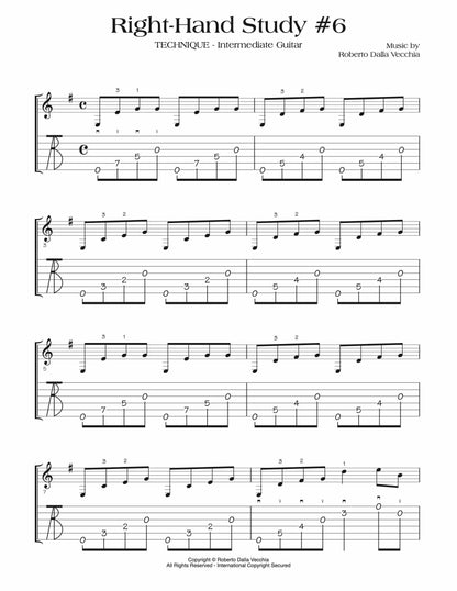 Right-Hand Study #6 Tablature Sample