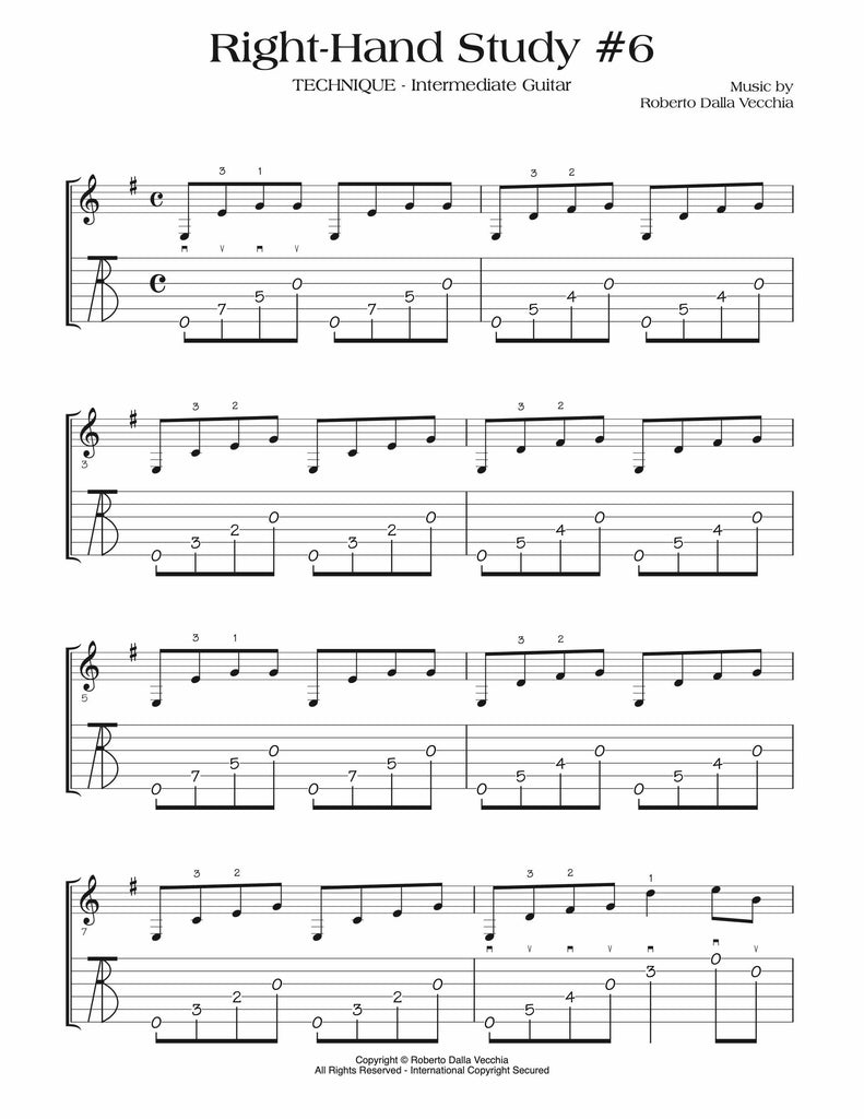 Right-Hand Study #6 Tablature Sample
