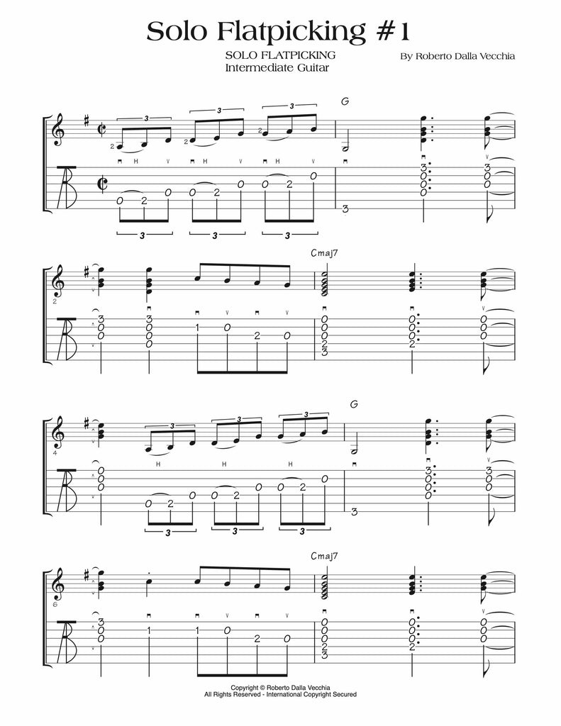 Solo Flatpicking Guitar - Video Lessons - Tablature sample