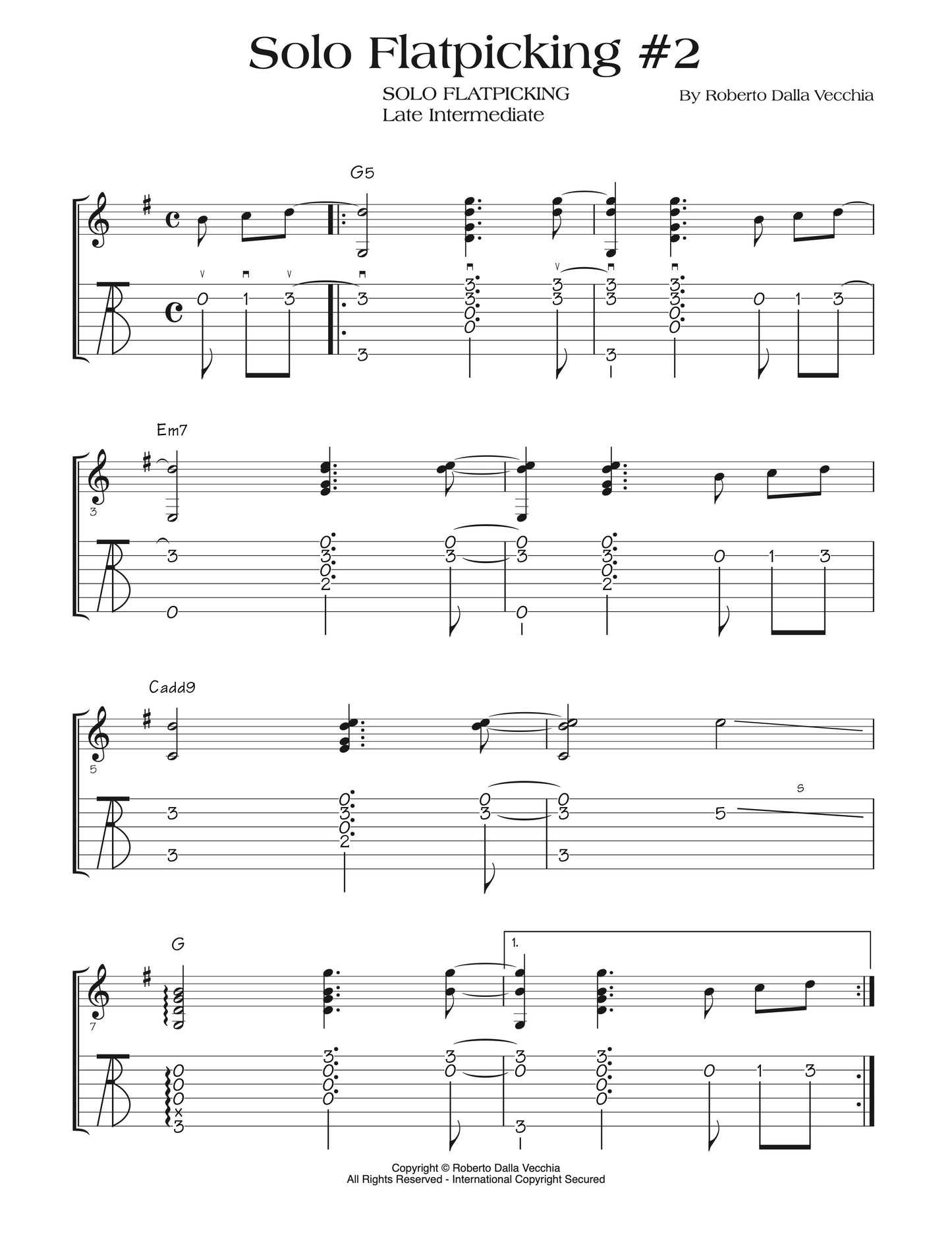 Solo Flatpicking Guitar - Video Lessons - Tablature sample