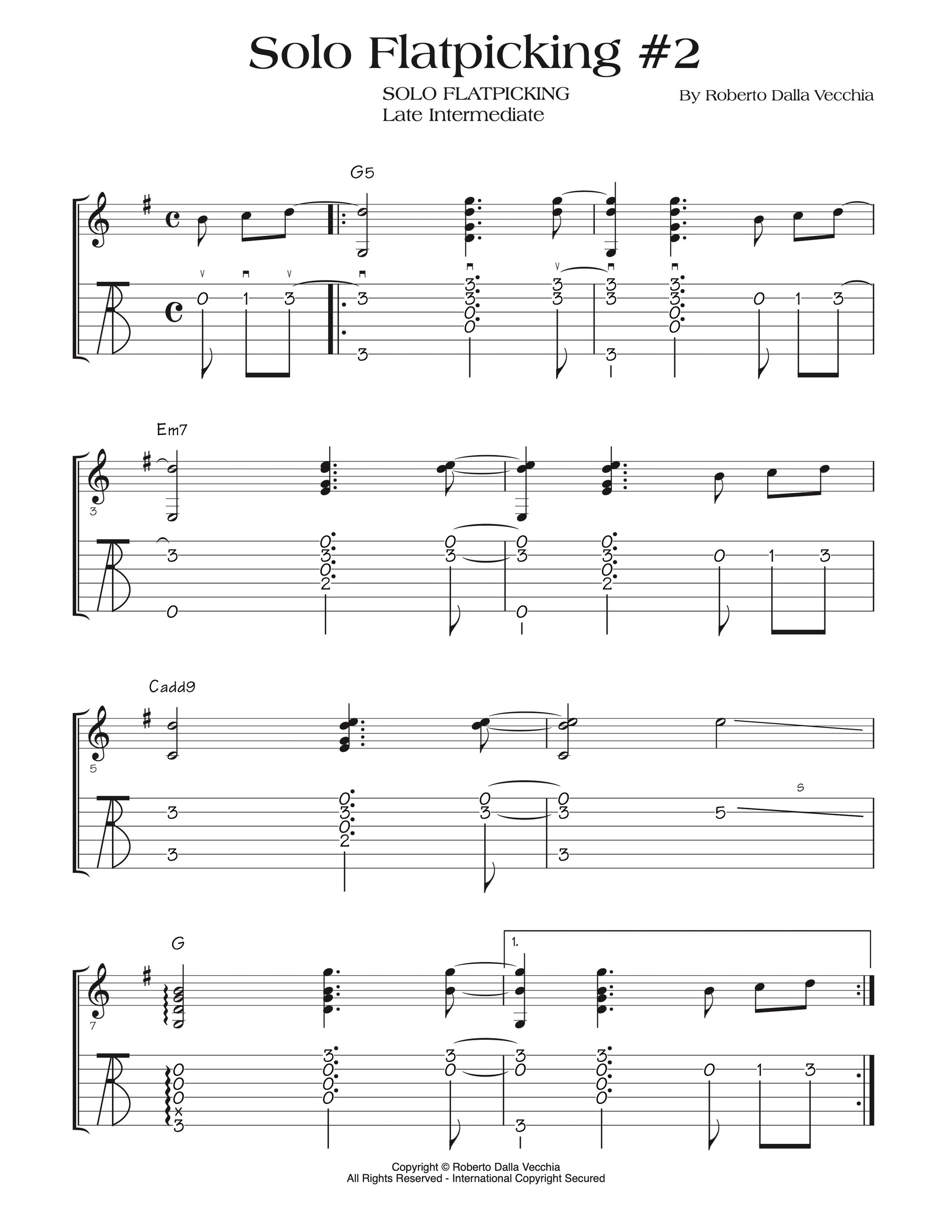 Solo Flatpicking Guitar - Video Lessons - Tablature sample