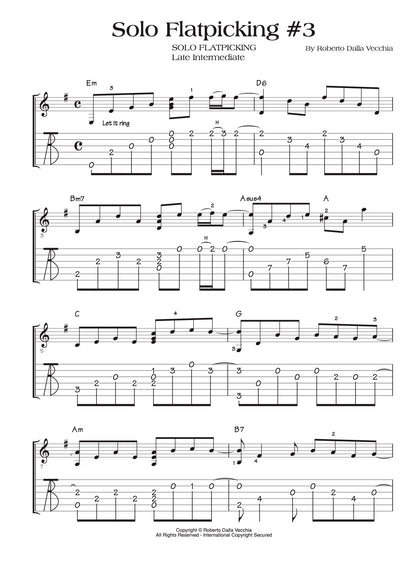 Solo Flatpicking Guitar - Video Lessons - Tablature sample