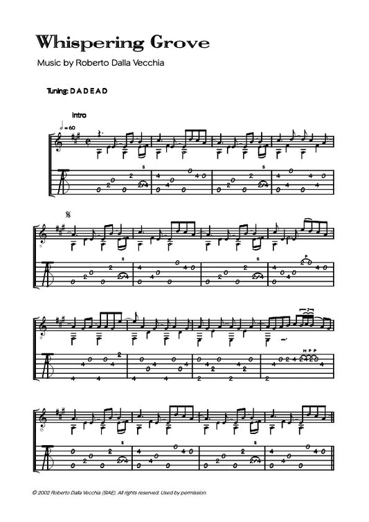 Tablature "Whispering Grove" Roberto Dalla Vecchia